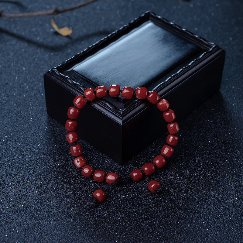 天然阿卡珊瑚桶珠手串-红掌柜