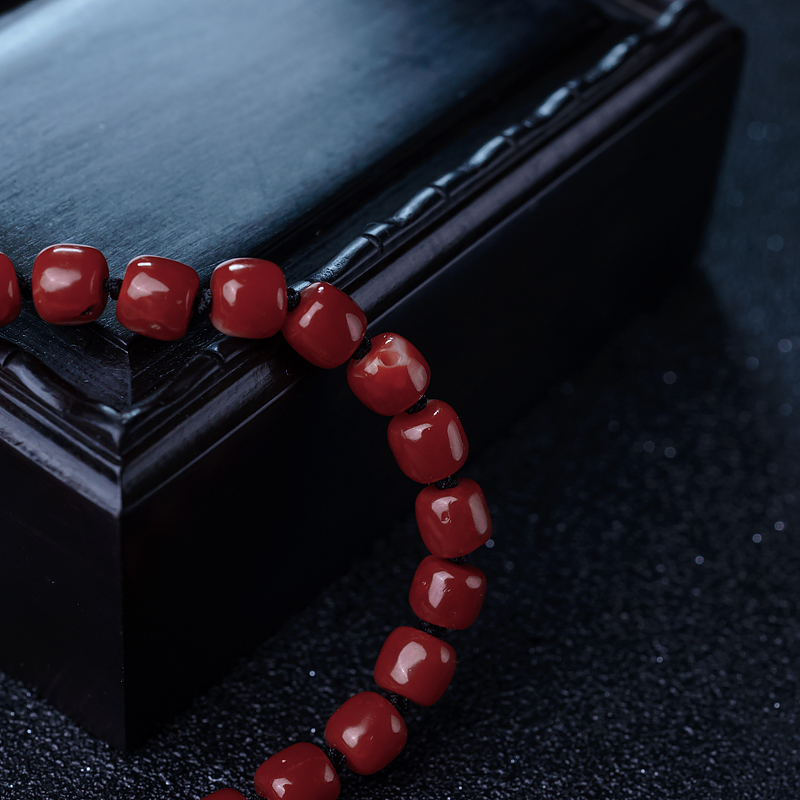 正红珊瑚桶珠手串-红掌柜