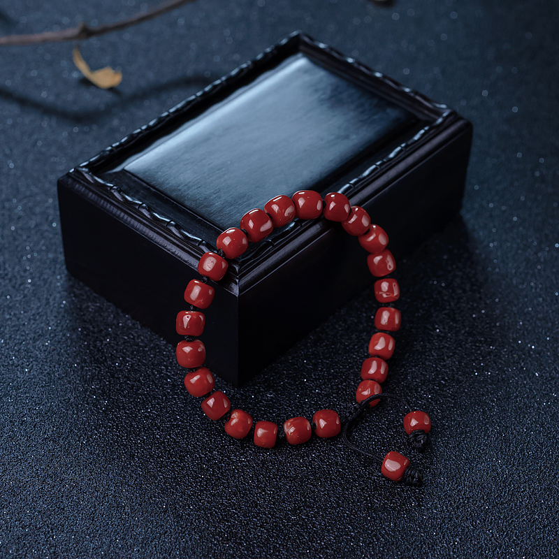 阿卡朱红珊瑚桶珠手串-红掌柜