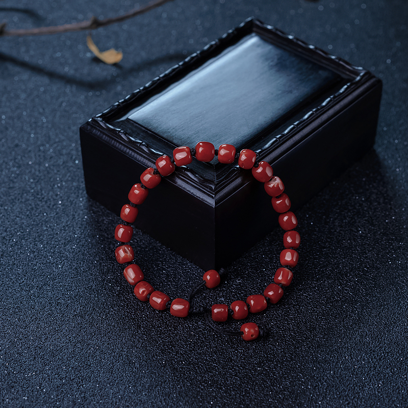 日本天然朱红珊瑚桶珠手串-红掌柜