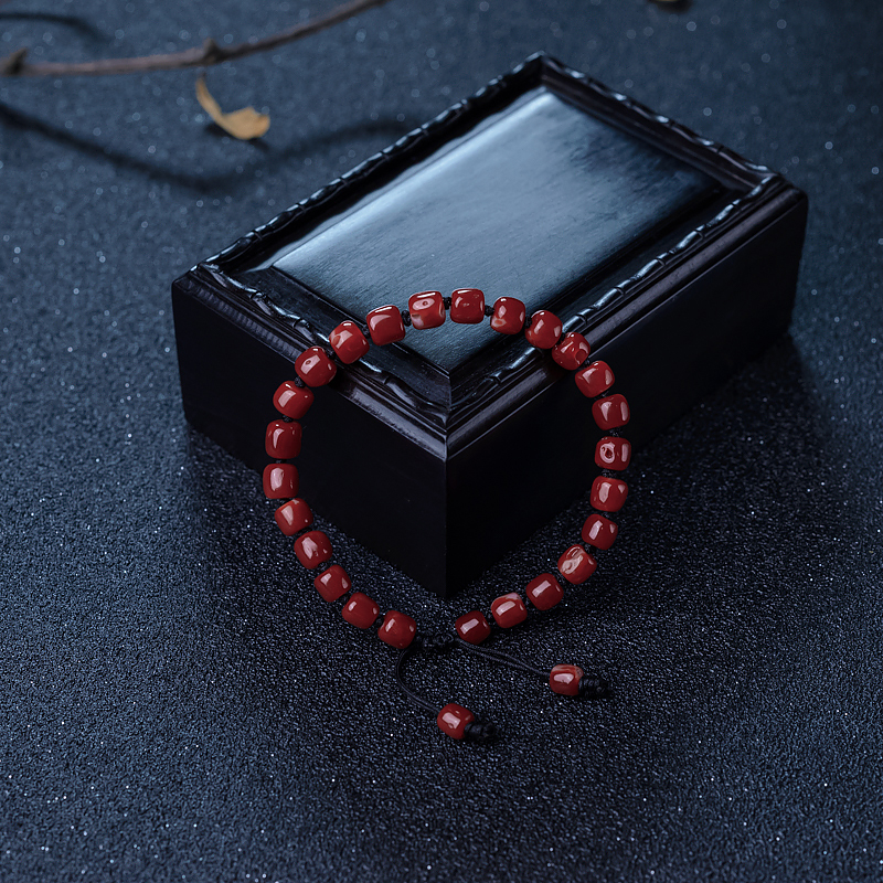 天然阿卡珊瑚桶珠手串-红掌柜