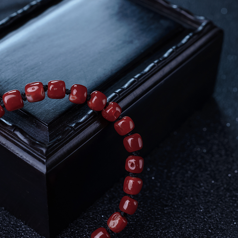 正红珊瑚桶珠手串-红掌柜