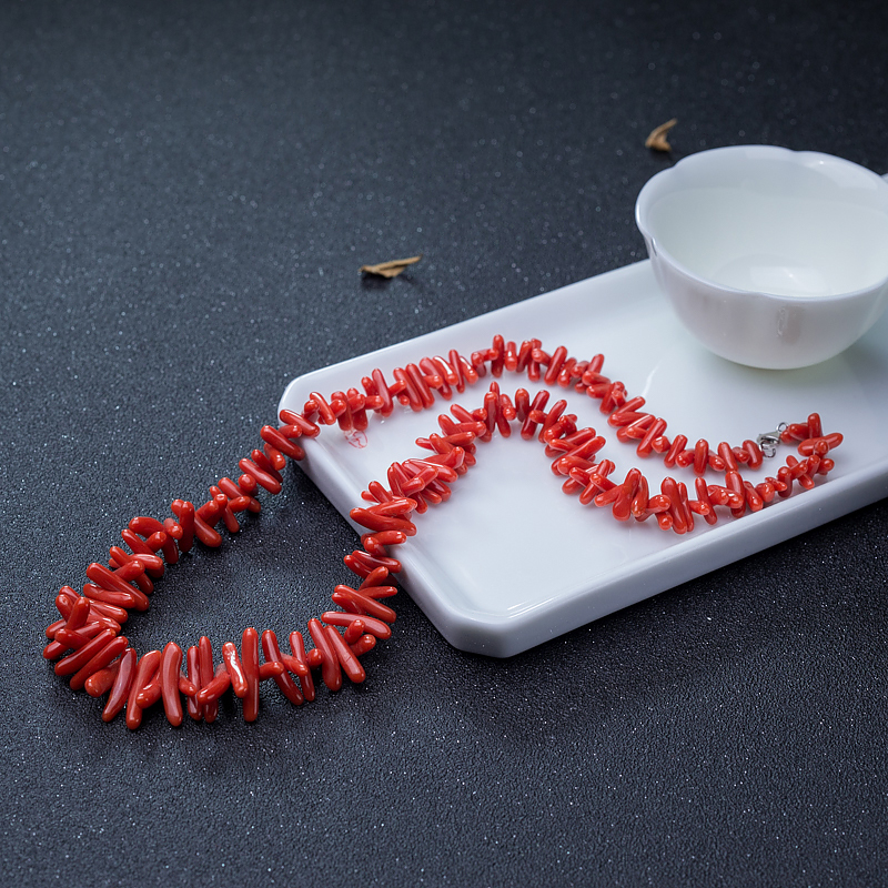 朱红珊瑚随形项链-红掌柜