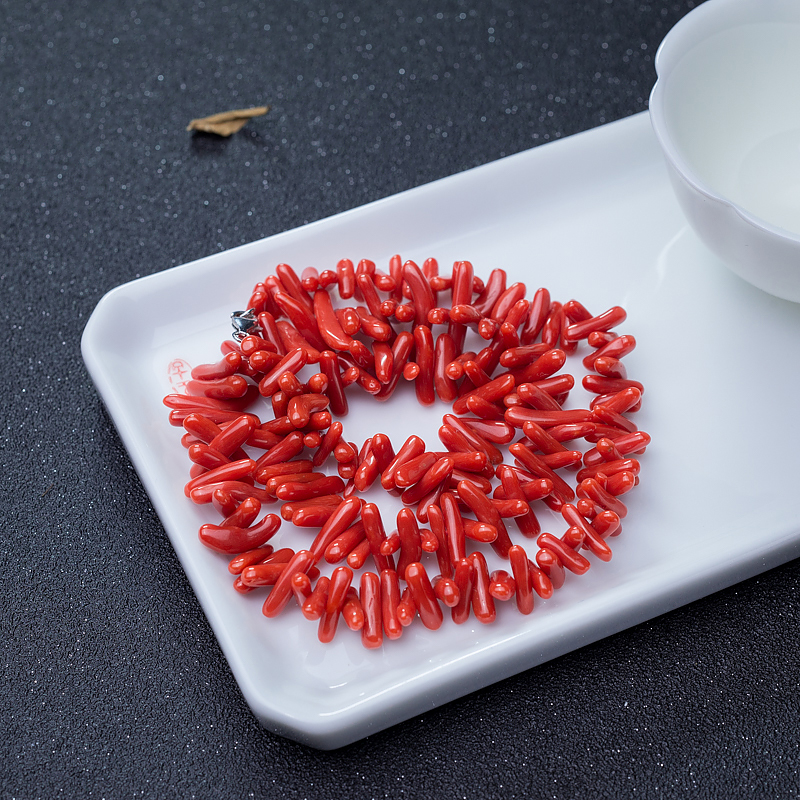 沙丁朱红珊瑚项链-红掌柜