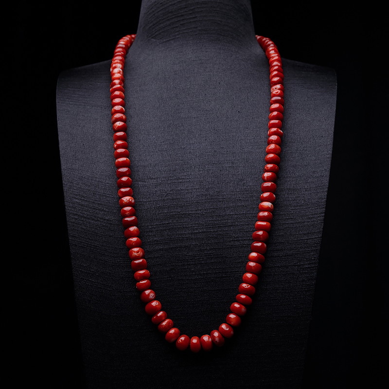 阿卡正红珊瑚鼓珠项链-红掌柜