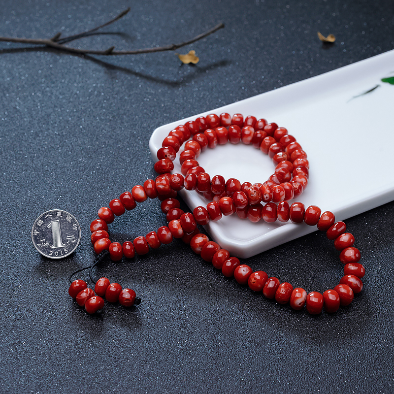 红珊瑚鼓珠项链-红掌柜