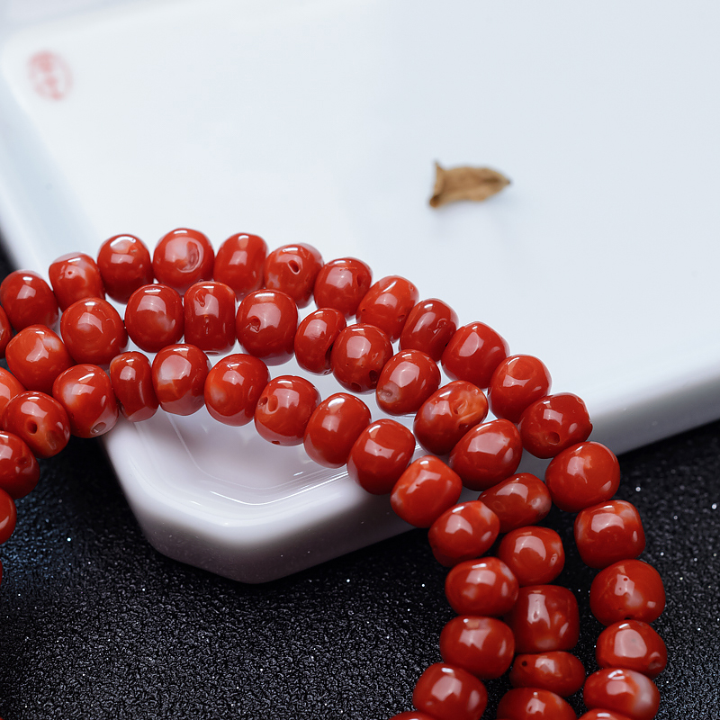 红珊瑚鼓珠项链-红掌柜