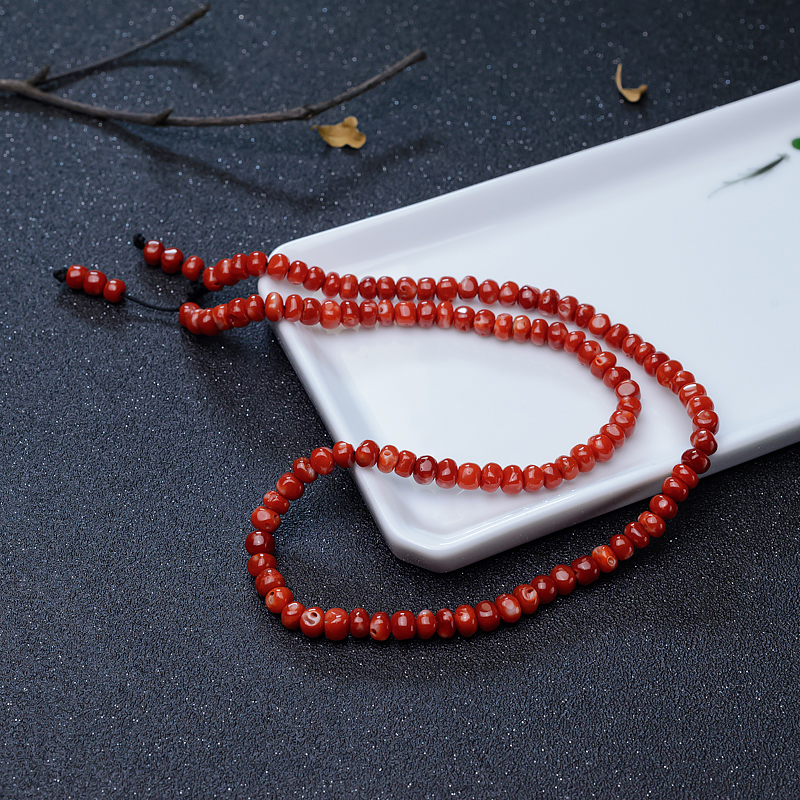 阿卡珊瑚鼓珠项链-红掌柜