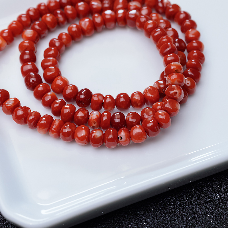 红珊瑚鼓珠项链-红掌柜