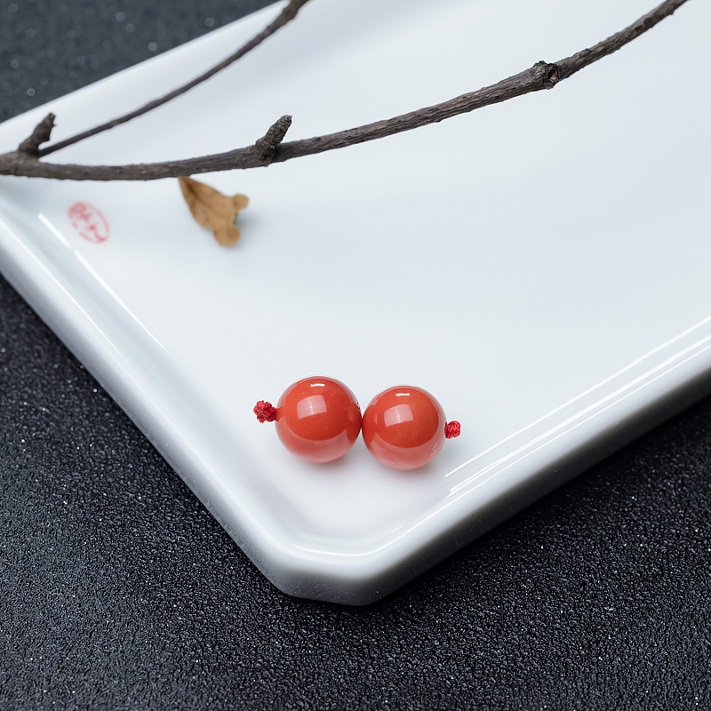 沙丁橘红珊瑚圆珠-红掌柜