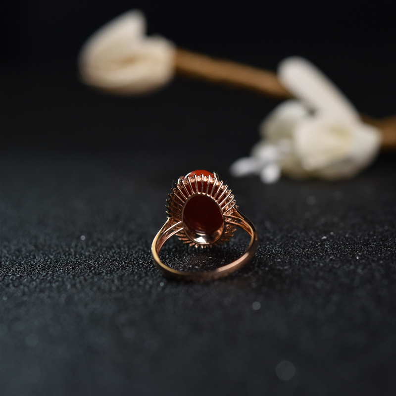 沙丁朱红珊瑚戒指-红掌柜