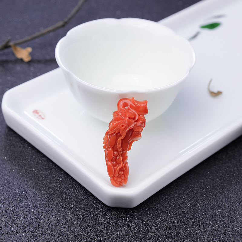 阿卡橘红珊瑚苦尽甘来吊坠-红掌柜