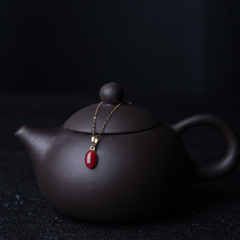 18K金镶天然珊瑚项链-红掌柜