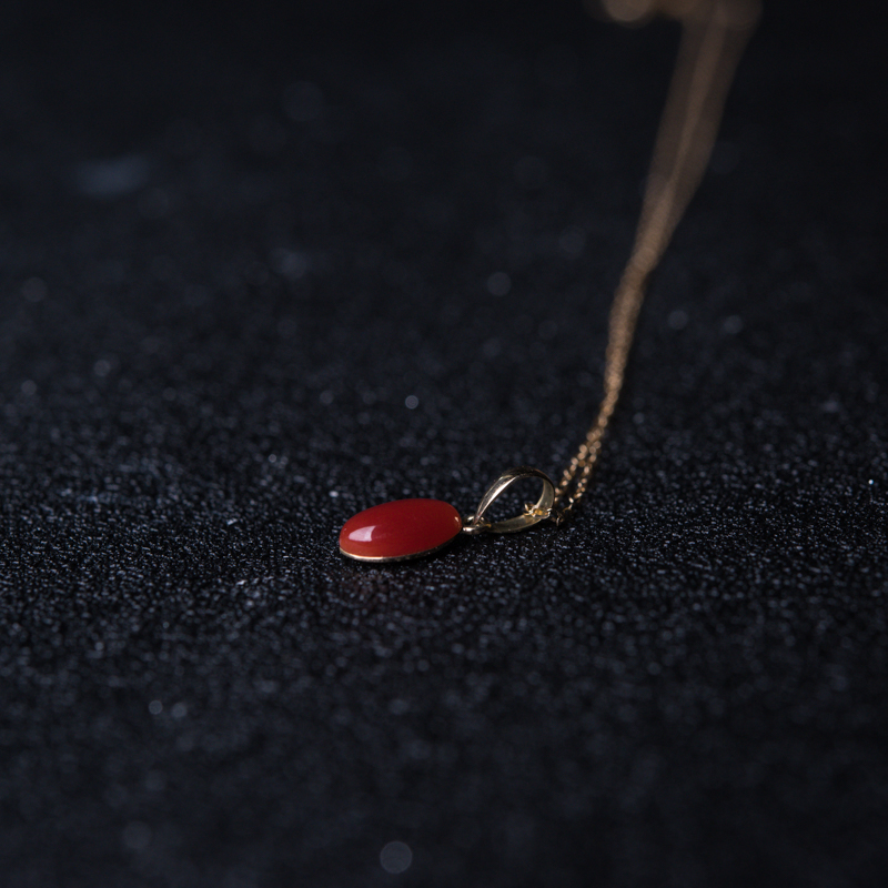 18K金镶深水珊瑚项链-红掌柜