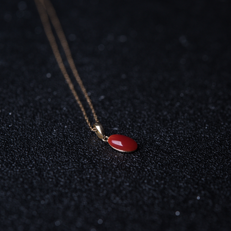 18K金镶天然阿卡深水珊瑚项链-红掌柜