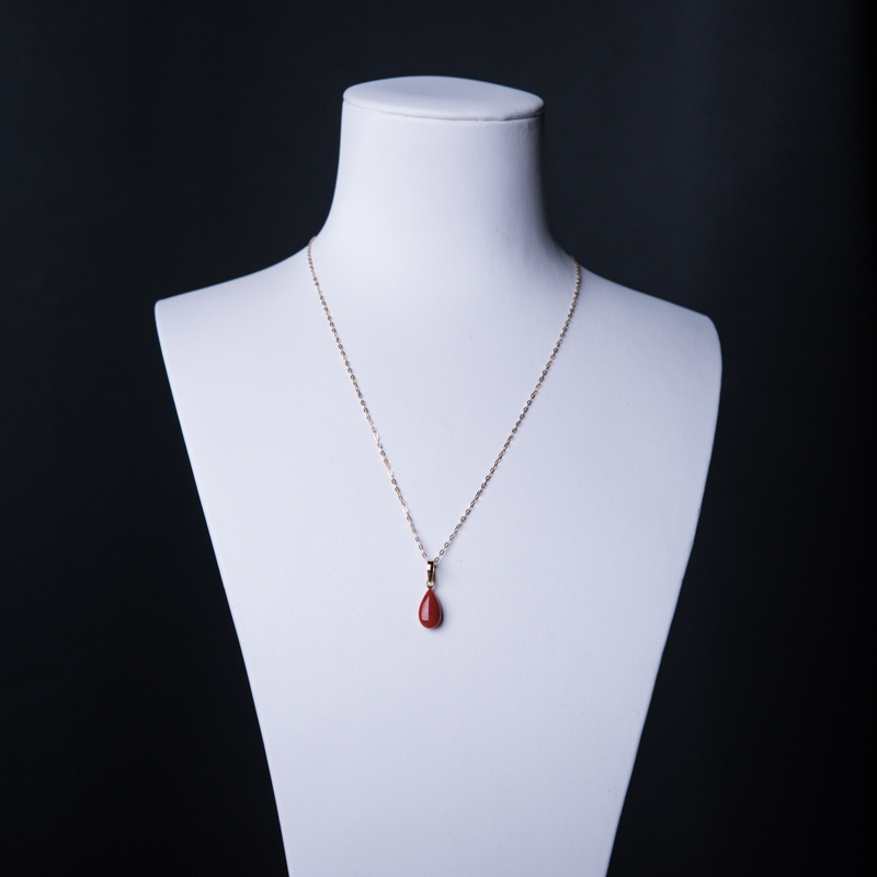 18K金镶阿卡珊瑚项链-红掌柜