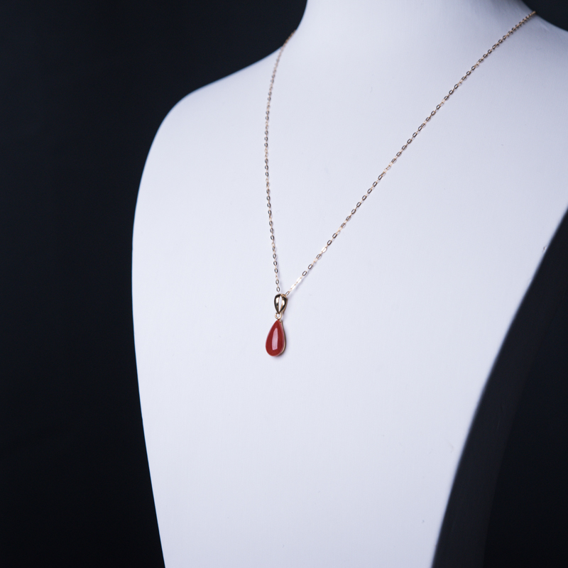 日本珊瑚水滴项链-红掌柜