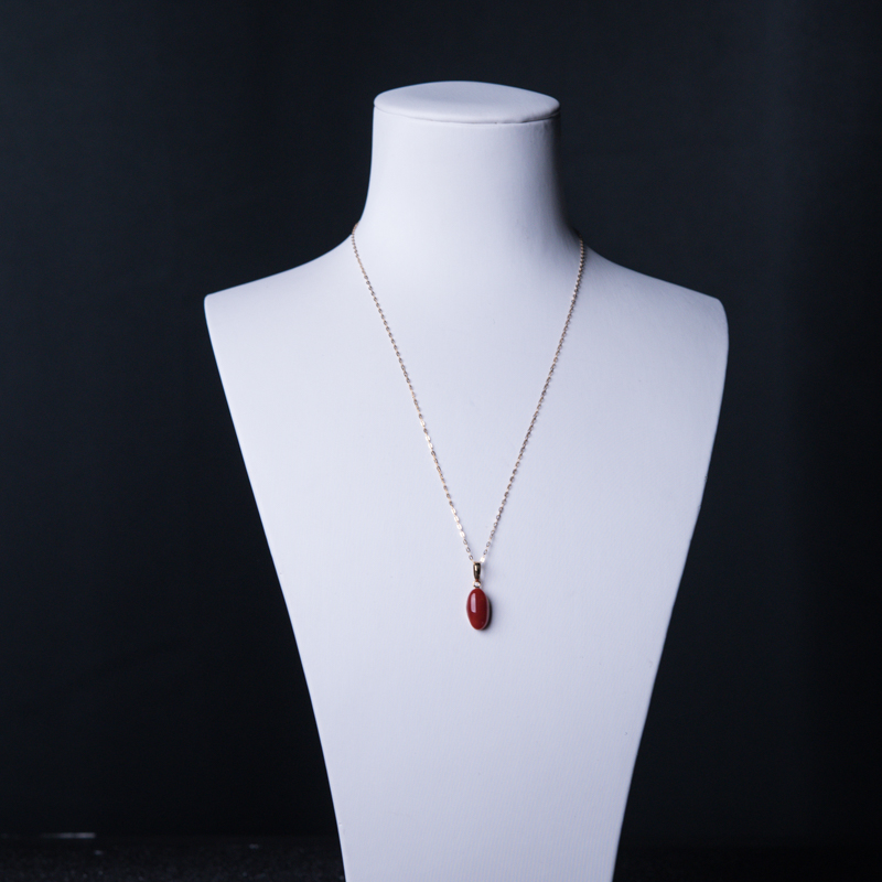 18K金镶阿卡珊瑚项链-红掌柜