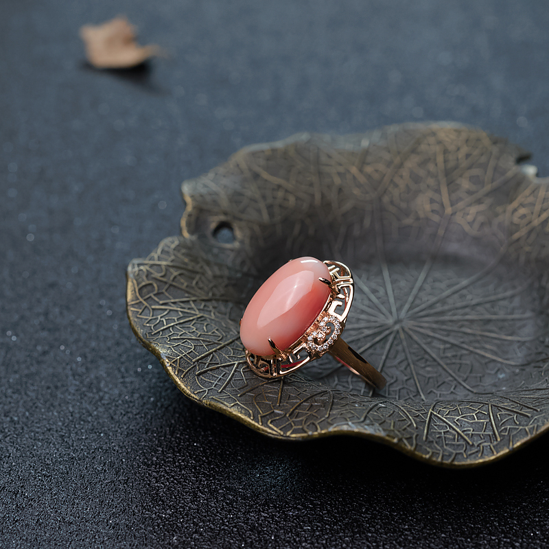 金镶钻深水珊瑚戒指-红掌柜