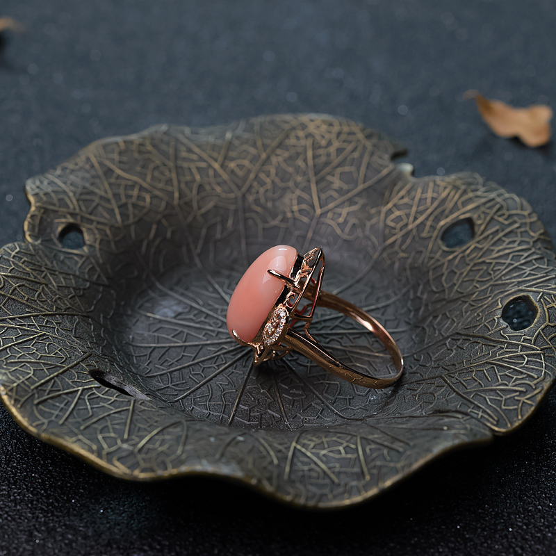 天然深水珊瑚戒指-红掌柜