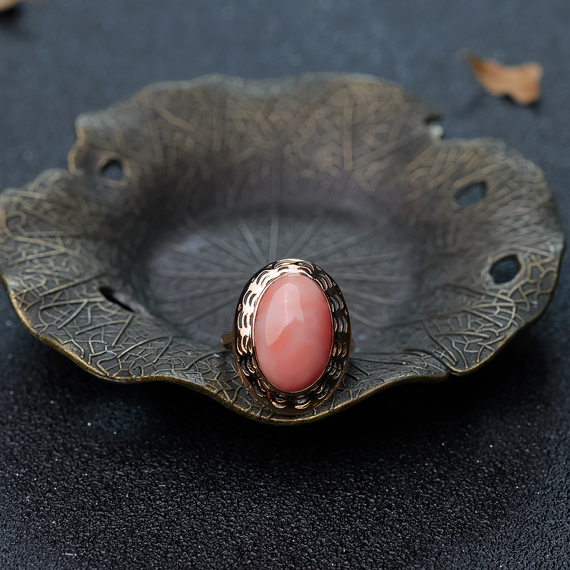 18K金镶深水珊瑚戒指-红掌柜