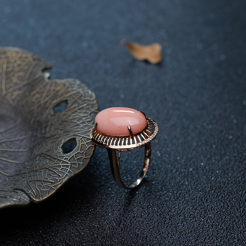 天然深水珊瑚戒指-红掌柜