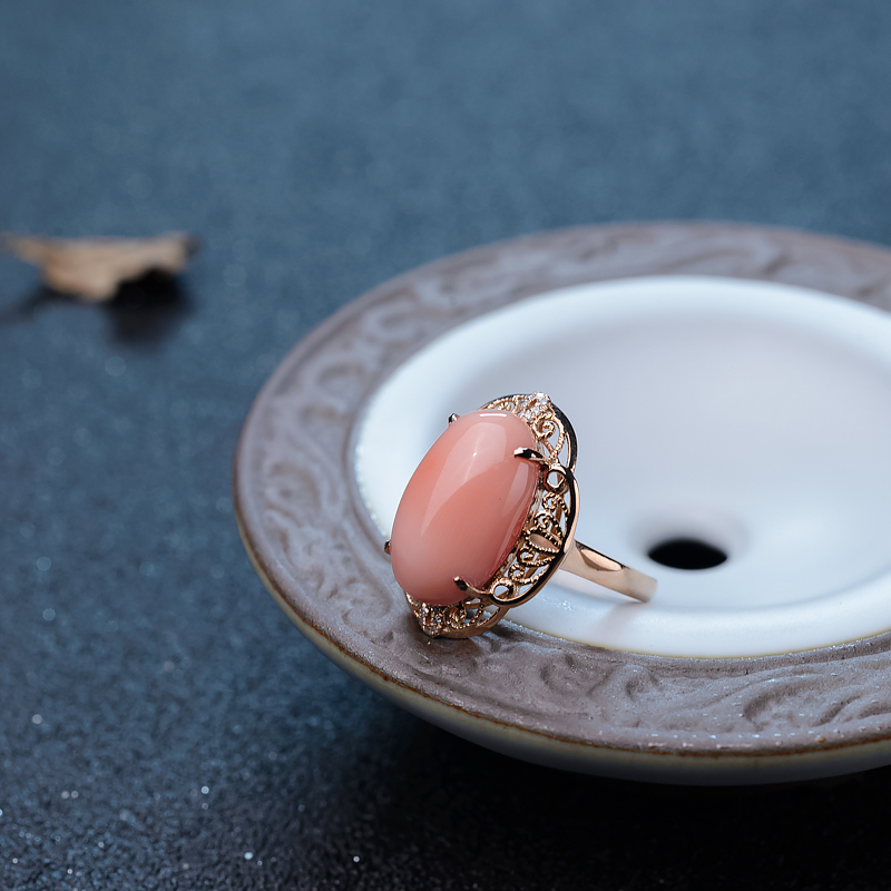 天然珊瑚戒指-红掌柜