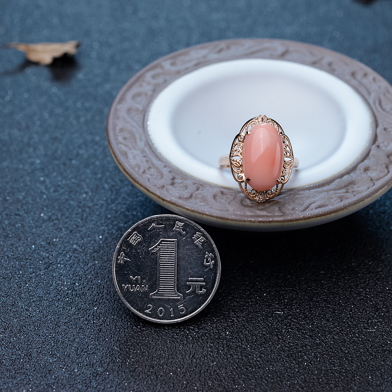 18K金镶钻深水珊瑚戒指-红掌柜