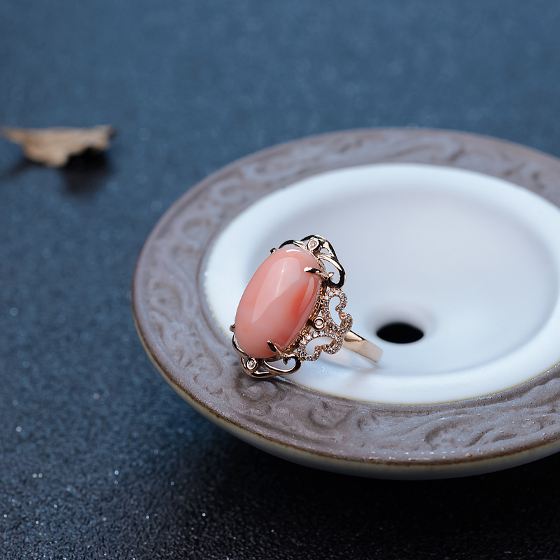 天然珊瑚戒指-红掌柜