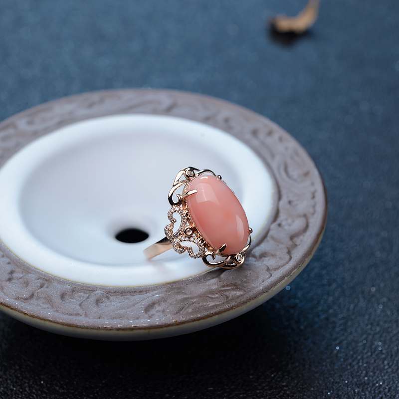 台湾深水珊瑚戒指-红掌柜