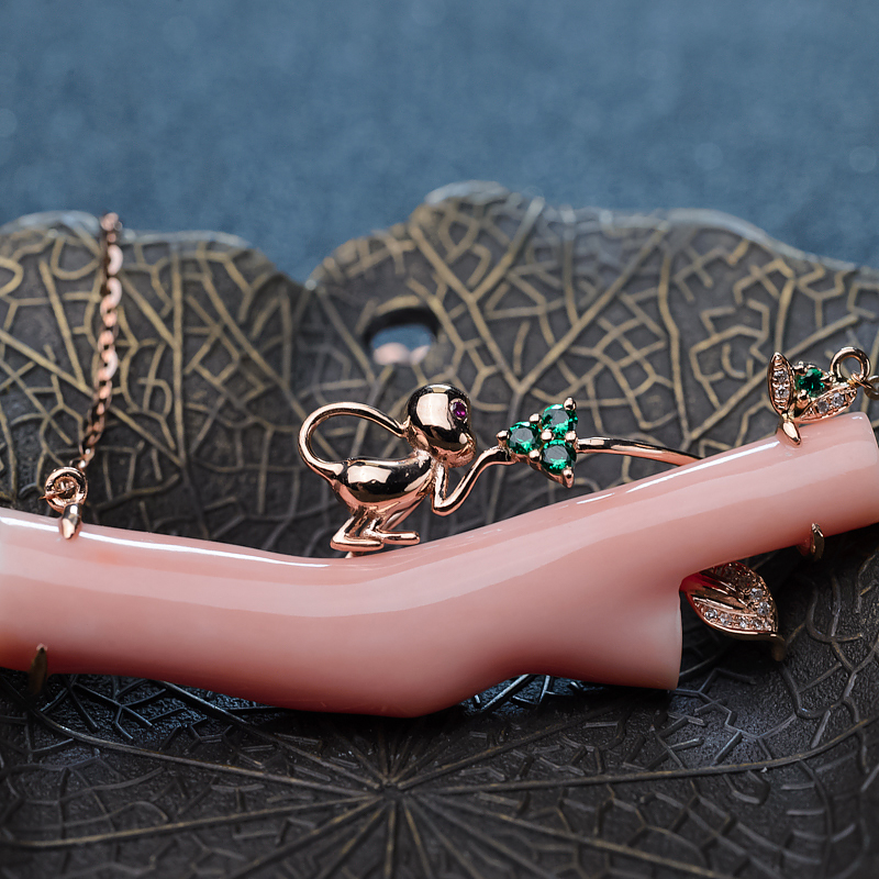 金镶钻深水珊瑚锁骨链-红掌柜