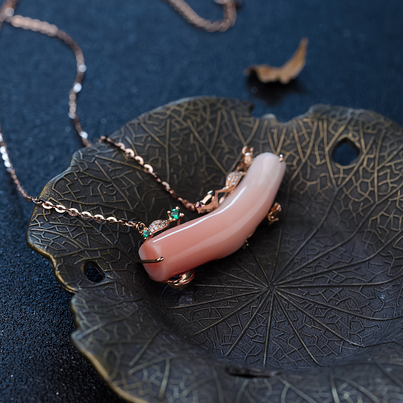 天然台湾深水珊瑚锁骨链-红掌柜