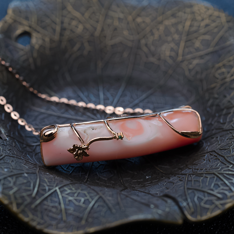 金镶钻深水珊瑚锁骨链-红掌柜