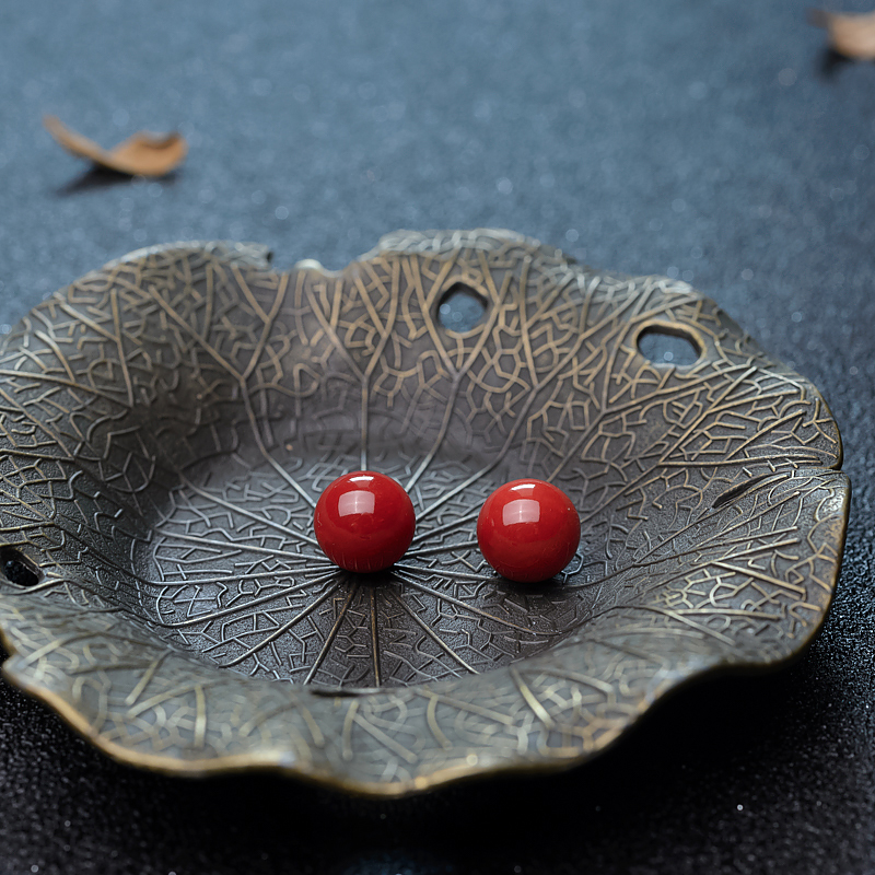 意大利天然沙丁珊瑚对珠-红掌柜