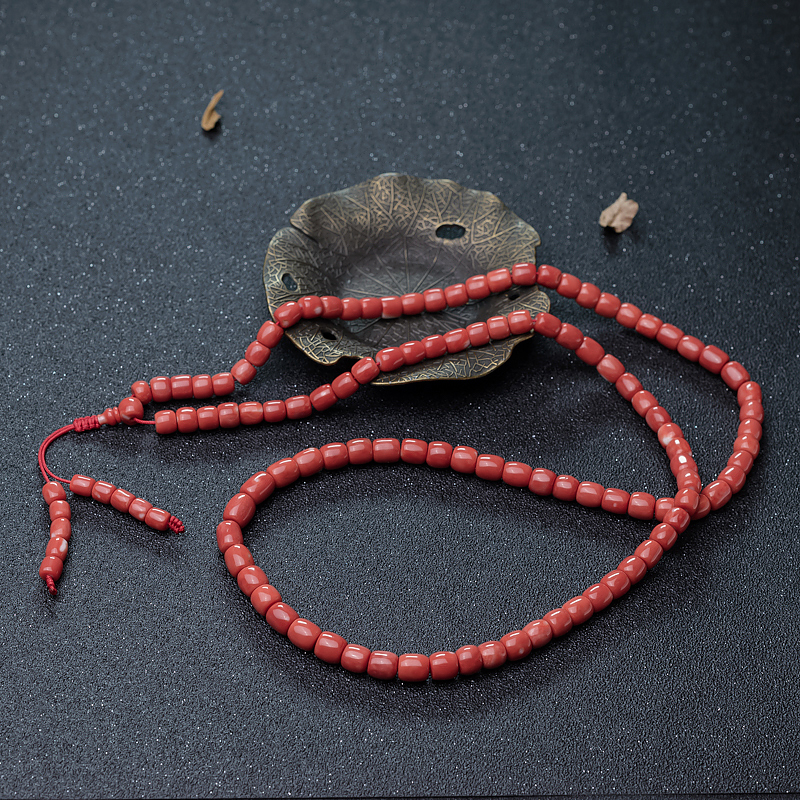 MOMO珊瑚桶珠佛珠-红掌柜