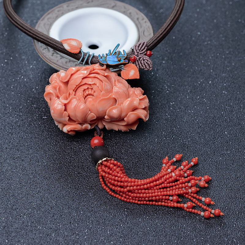 天然MOMO珊瑚花项链-红掌柜