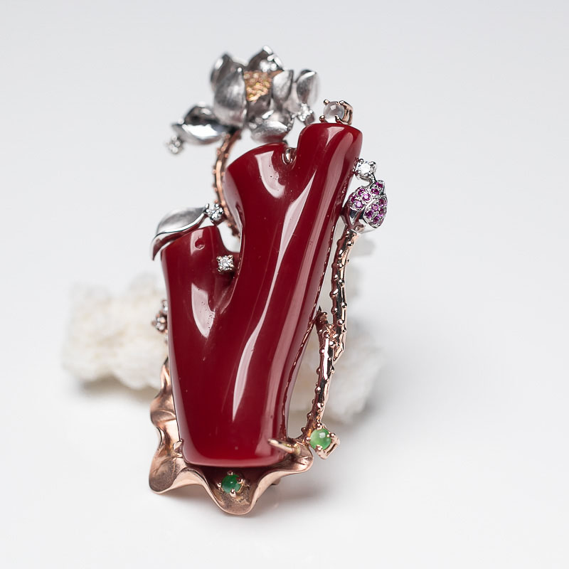 阿卡牛血红珊瑚吊坠-红掌柜