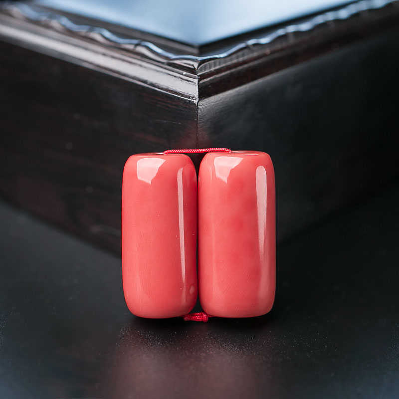 台湾天然MOMO珊瑚桶珠套装-红掌柜