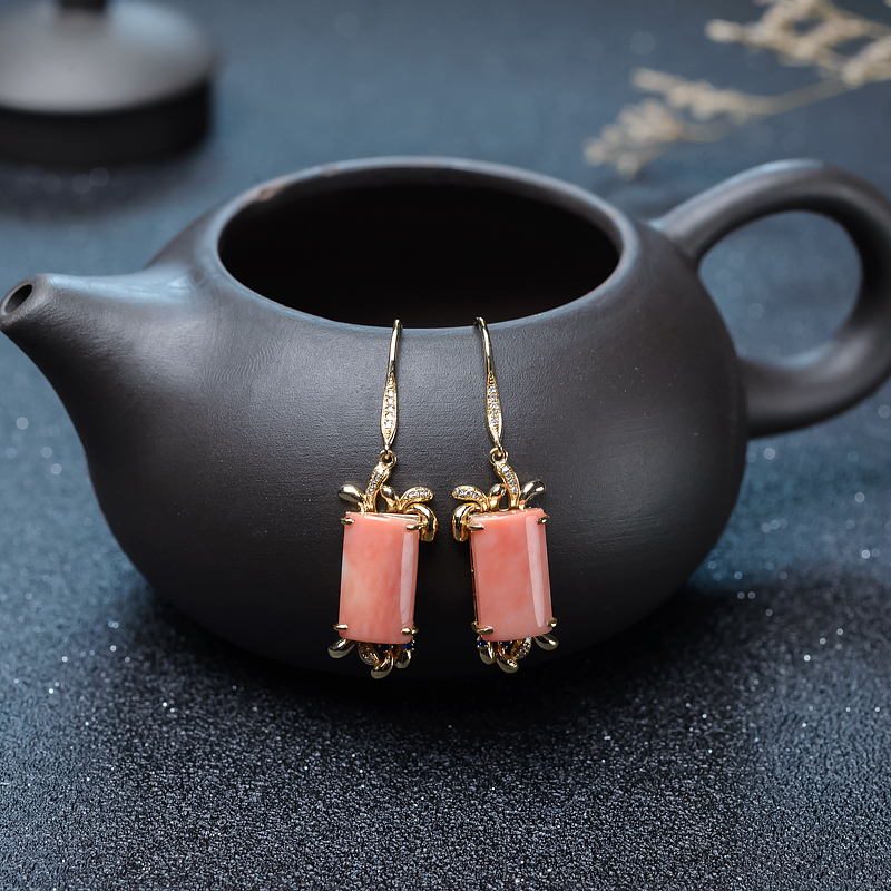 18K深水珊瑚耳坠-红掌柜