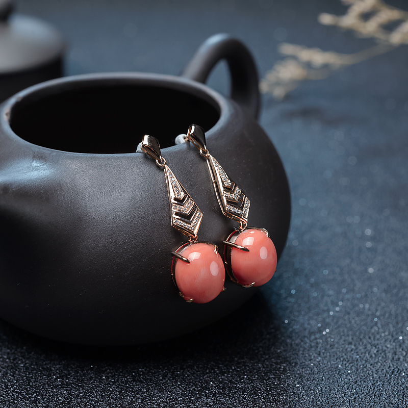 18K珊瑚耳坠-红掌柜