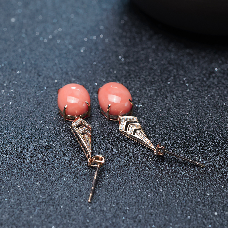 天然深水珊瑚耳坠-红掌柜