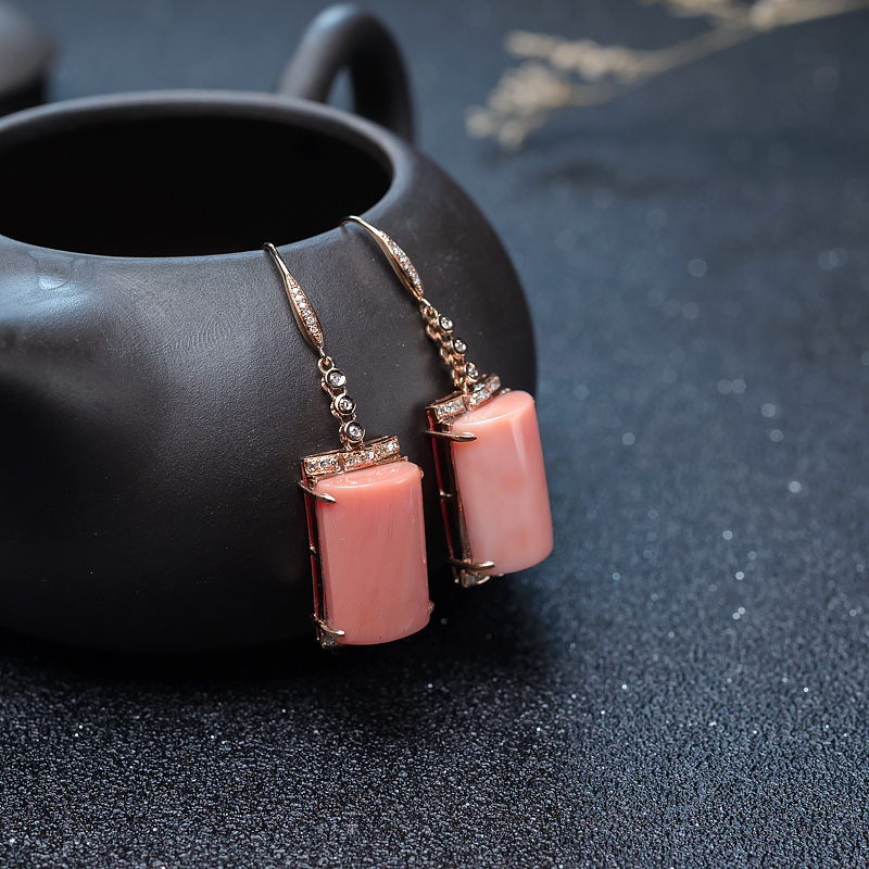 18K珊瑚耳坠-红掌柜