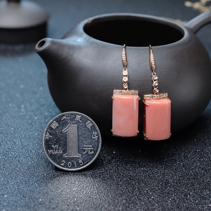 18K深水珊瑚耳坠-红掌柜