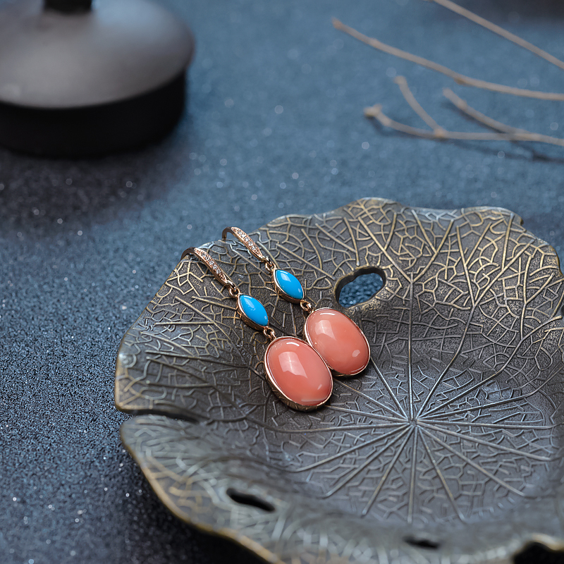 18K珊瑚耳坠-红掌柜