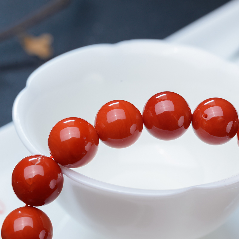 天然阿卡珊瑚单圈手串-红掌柜