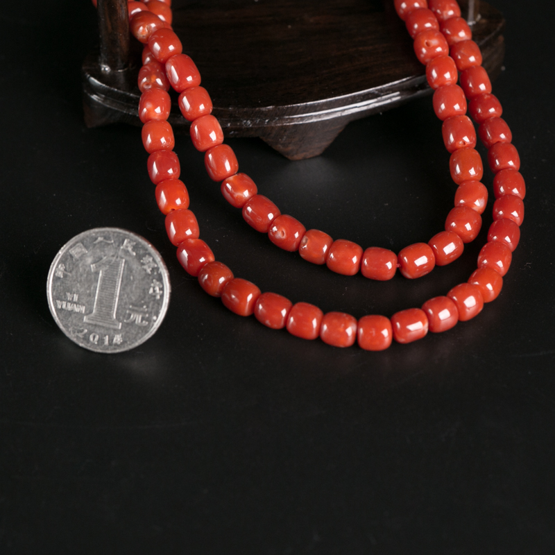 天然阿卡珊瑚苹果珠长链-红掌柜