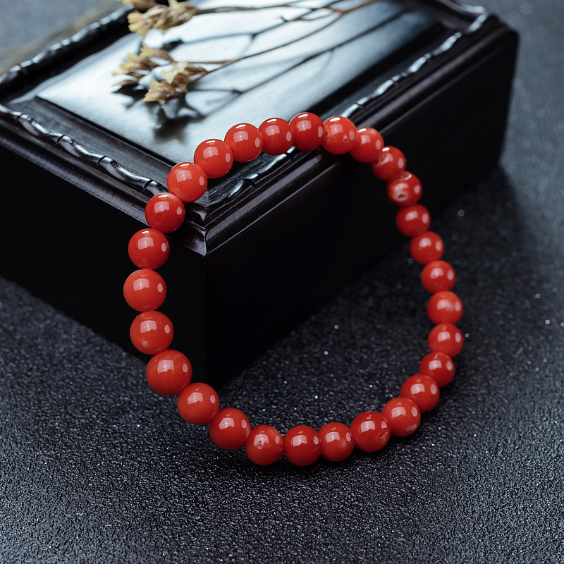 天然阿卡珊瑚单圈手串-红掌柜