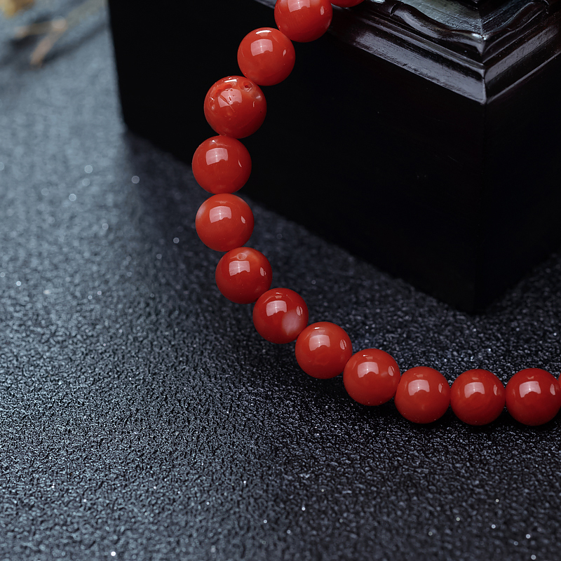 阿卡珊瑚单圈手串-红掌柜
