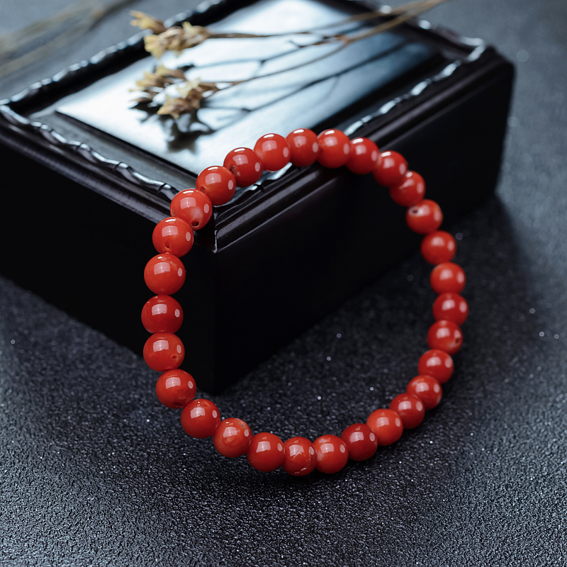 天然阿卡珊瑚单圈手串-红掌柜