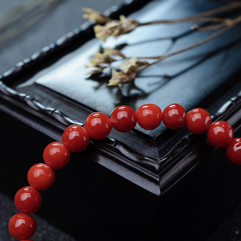 日本天然阿卡珊瑚手串-红掌柜